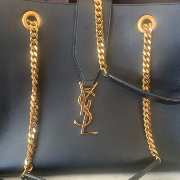 YSL Monogram Black Leather Shoulder Bag - Picture 3 of 4